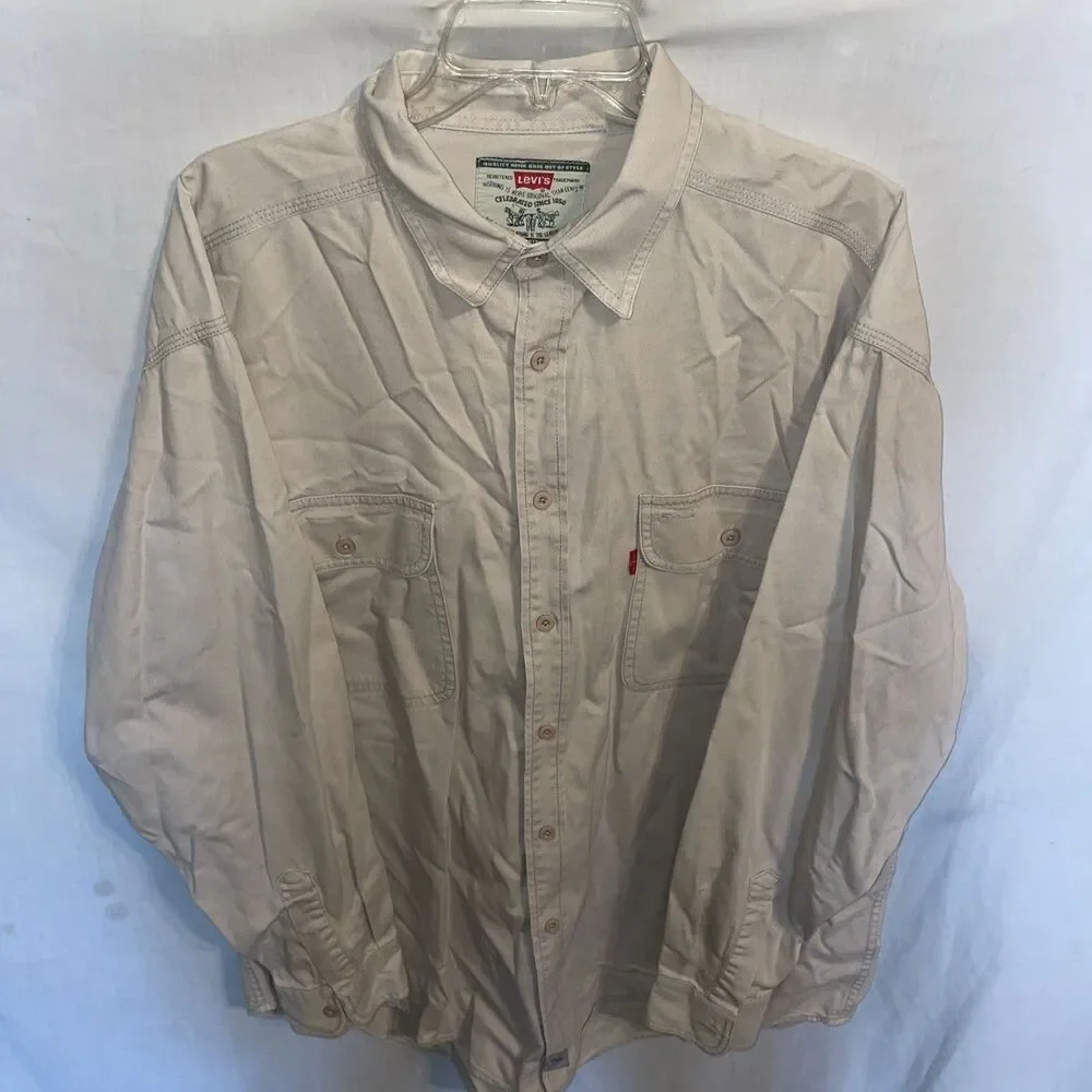 Levi’s Men’s Work Shirt Size XL Beige Workwear Outdoors Rugged
